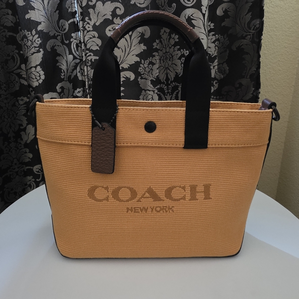 Coach Tote 20 In Colorblock Mustard/Black/Brown
